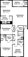 Three Bedroom One and One Half Bath Floorplan Three Bedroom One and One Half Bath Floorplan at Kenilworth at Perring Park Apartments, Parkville